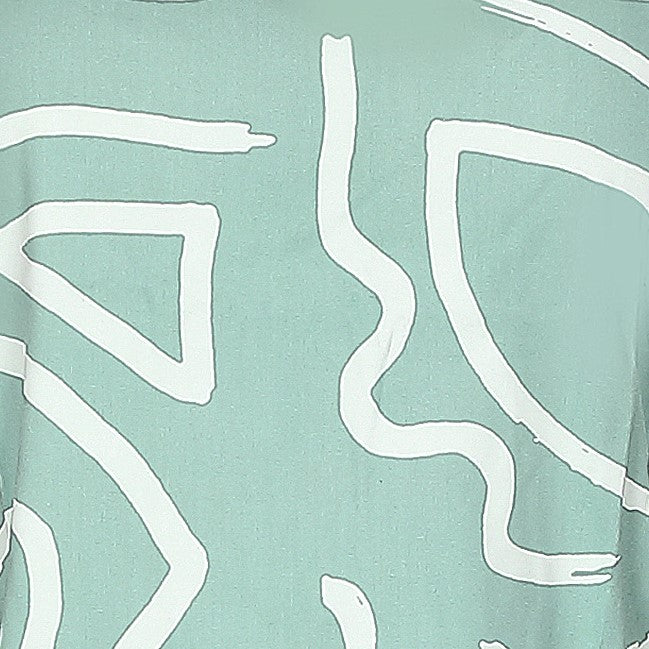 Abstract Green Rayon Night Suit