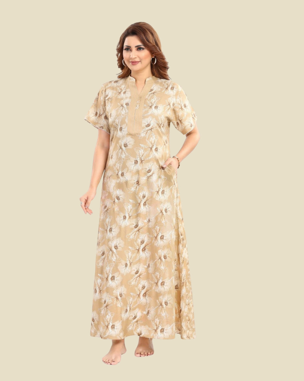 Yellow Floral Print Nighty