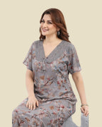 Grey Floral Nighty