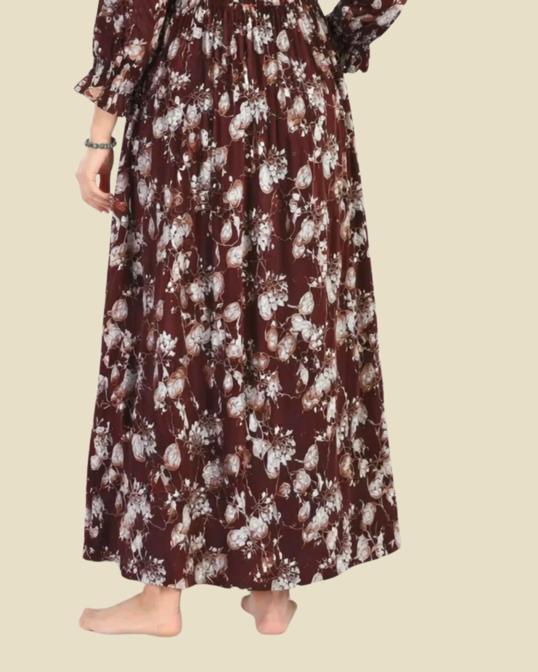 Brown Floral Nighty