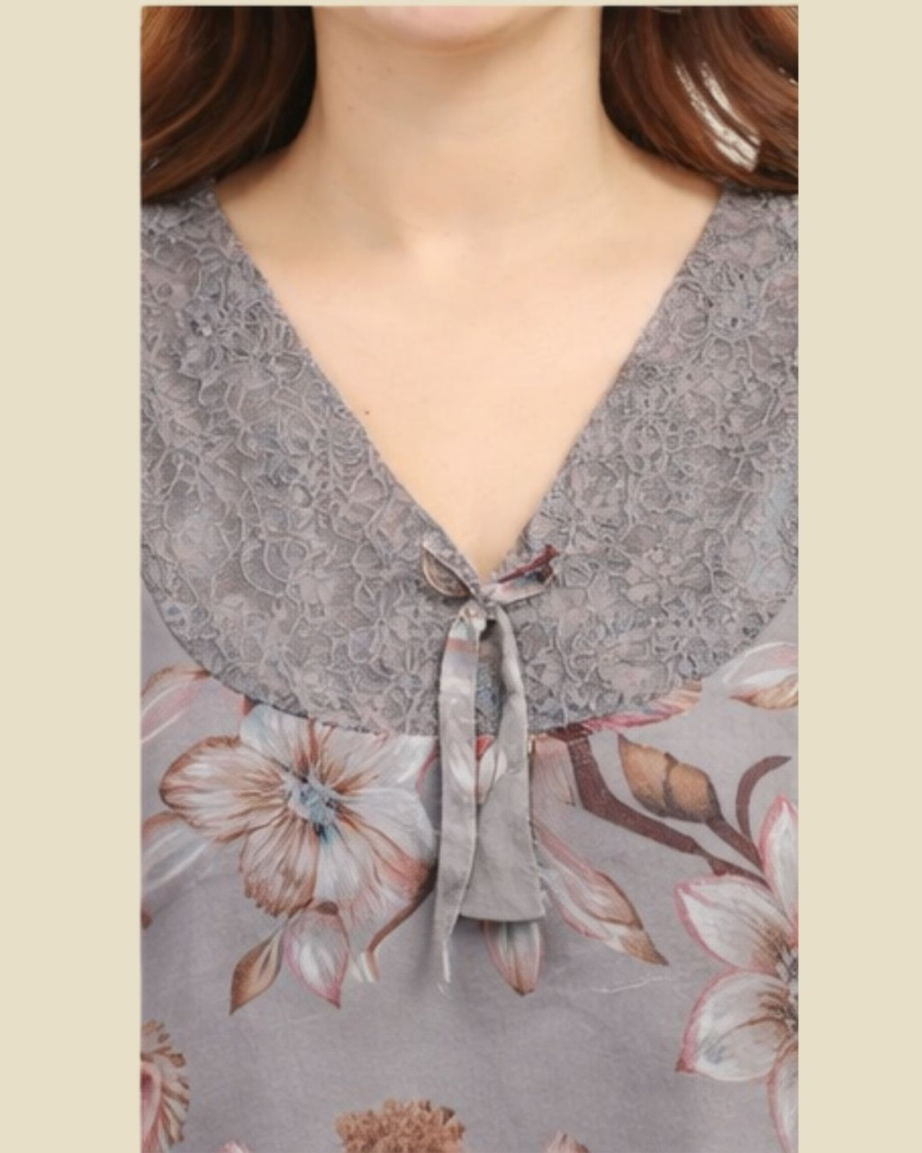 Grey Floral Nighty