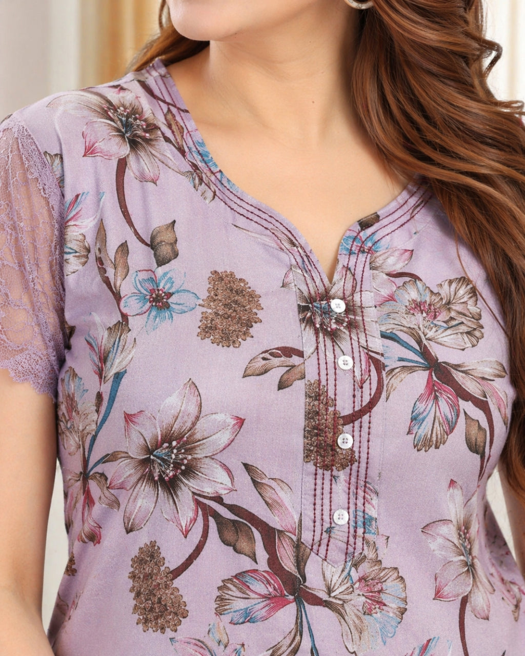 Mauve Multi-Color Floral Nighty
