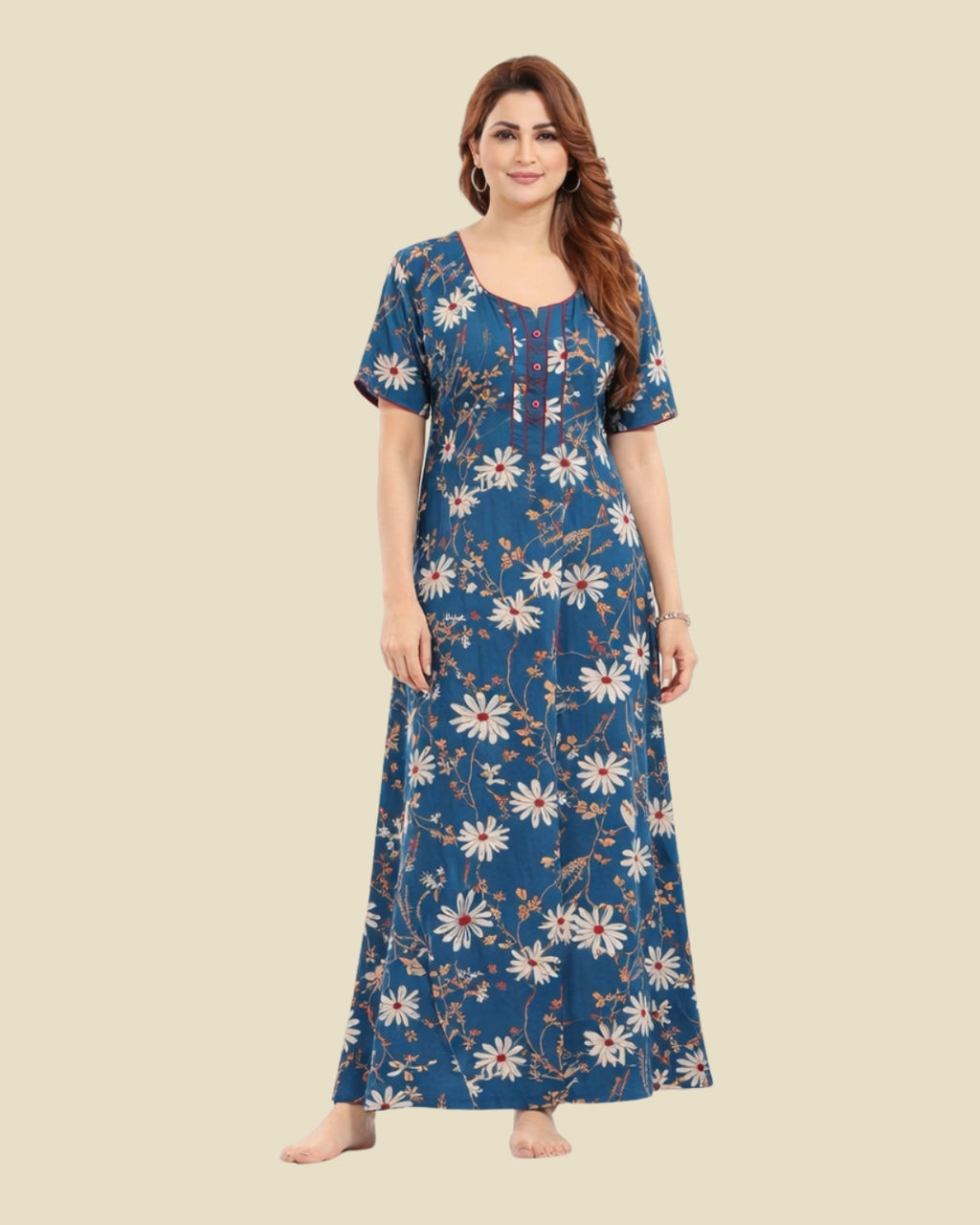 Blue Teal Floral Nighty