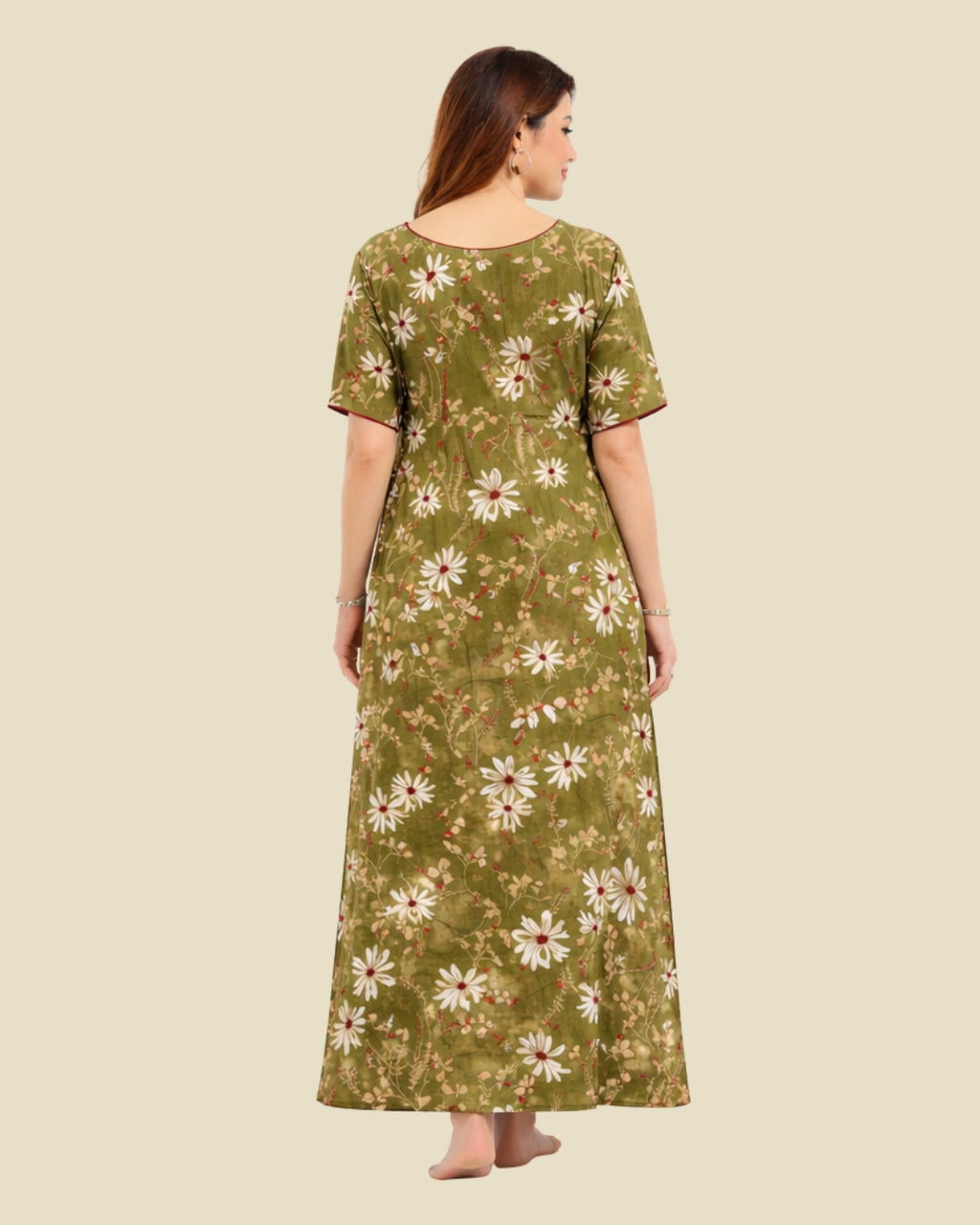Green Daisy Meadow Floral Nighty