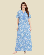 Ice Blue Floral Print Nighty