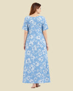 Ice Blue Floral Print Nighty