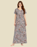 Grey Multi-Color Floral Nighty