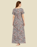 Grey Multi-Color Floral Nighty