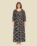 Black Botanical Print Nighty