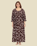 Brown Botanical Print Nighty