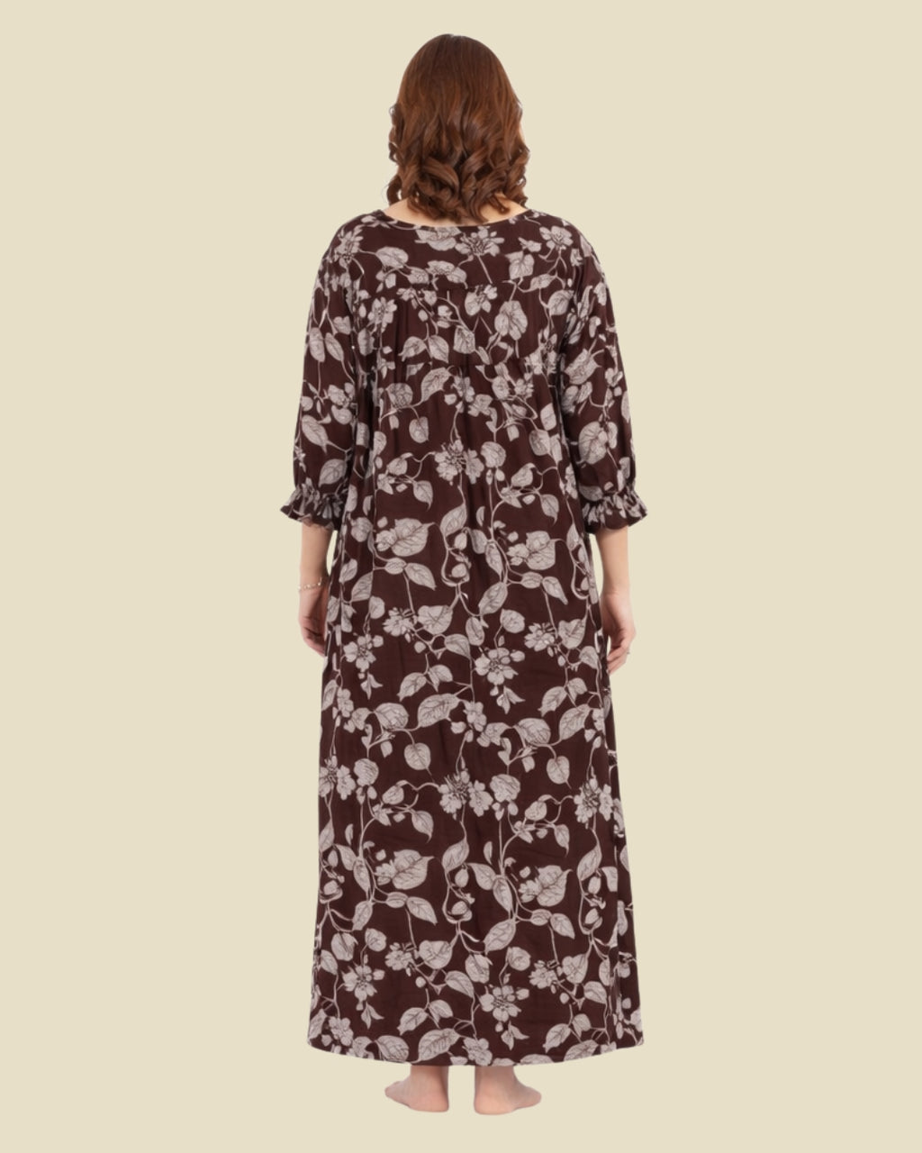 Brown Botanical Print Nighty