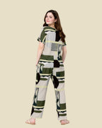 Cream Geometric Abstract Pajama Set