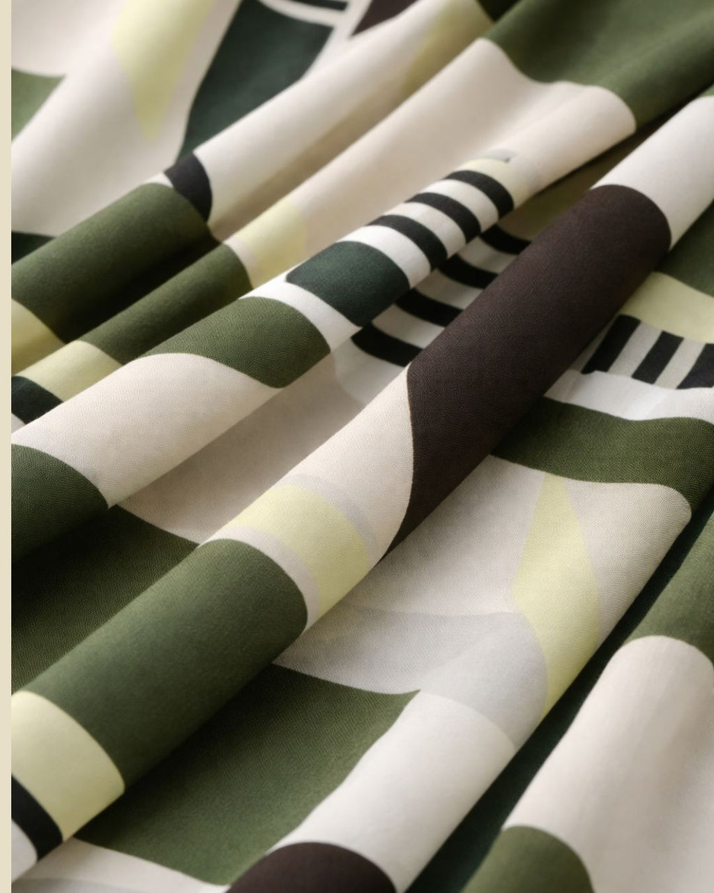 Cream Geometric Abstract Pajama Set