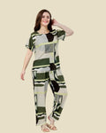 Cream Geometric Abstract Pajama Set