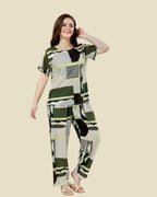 Cream Geometric Abstract Pajama Set