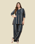 Teal Navy Vertical Stripe Co-Ord Set