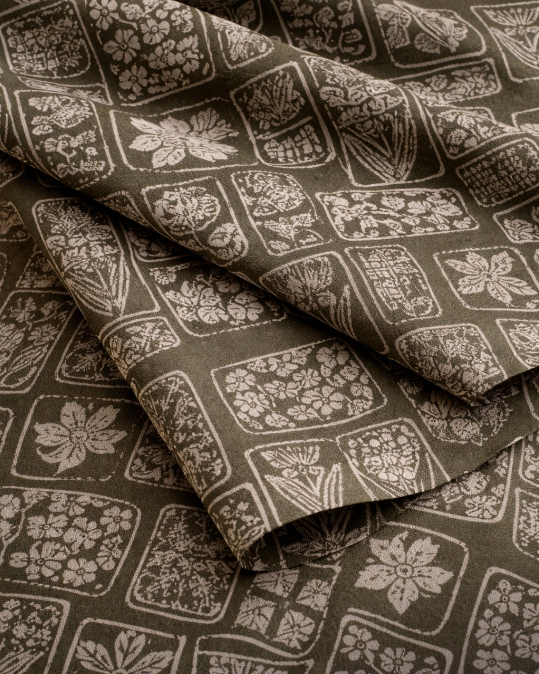 printed olive green lounge set front view