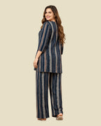 Teal Navy Vertical Stripe Co-Ord Set