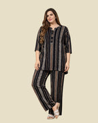 Black Vertical Stripe Co-Ord Set for Women
