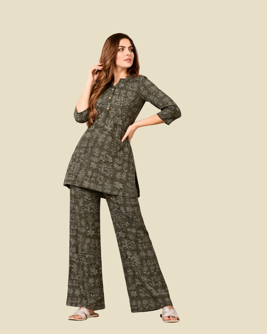 breathable nightwear co ord set ethnic print