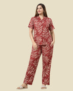 Rust Tropical Leaf Print Co-ord set