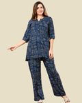 Royal Blue Floral Block Print Co-ord Set