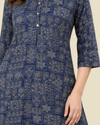 Royal Blue Floral Block Print Co-ord Set
