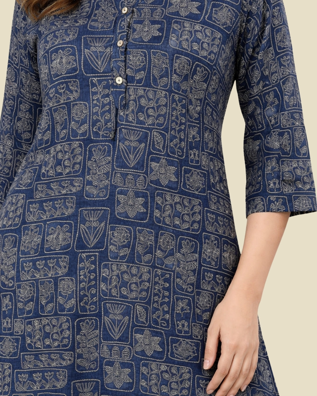 Royal Blue Floral Block Print Co-ord Set