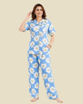 Sky Blue Daisy Floral Pajama Set