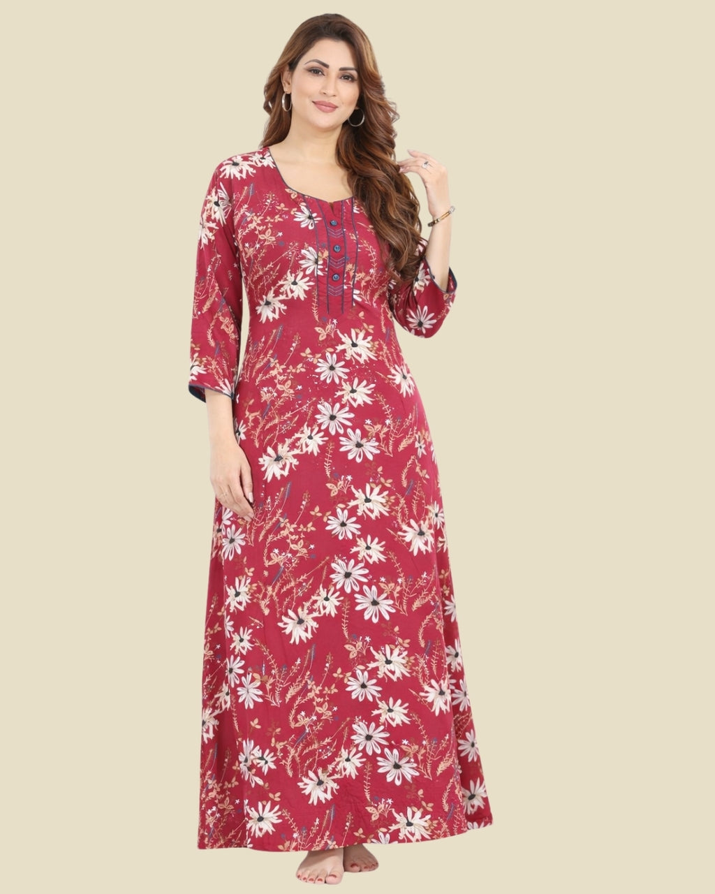 Red Botanical Print Nighty