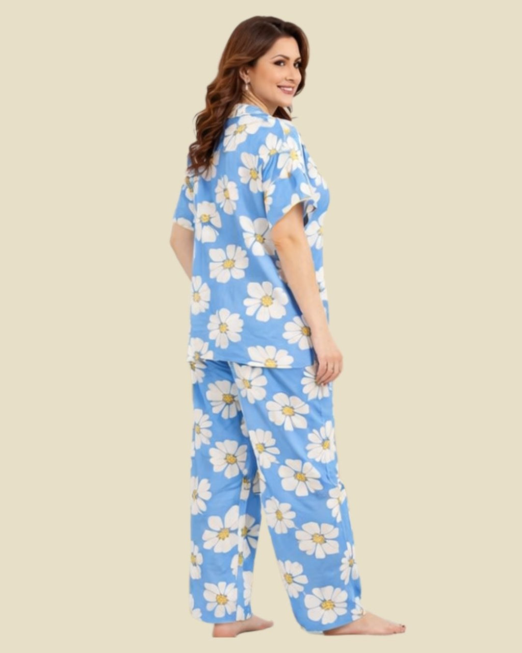 Sky Blue Daisy Floral Pajama Set