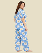 Sky Blue Daisy Floral Pajama Set
