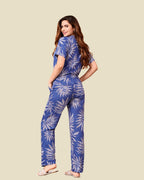 Navy Blue Tropical Leaf Co-ord  Set