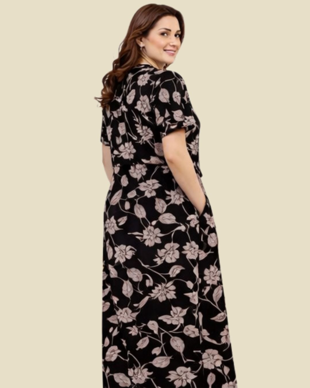 Black Floral Nighty for Women