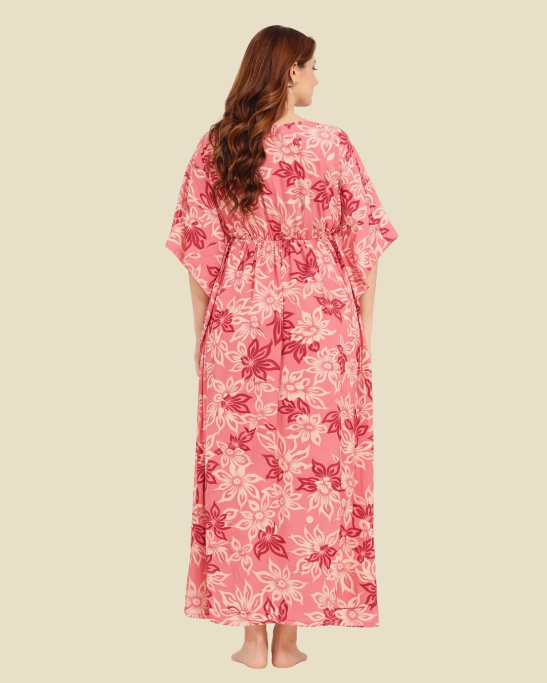 Botanical Print Kaftan in Pink for