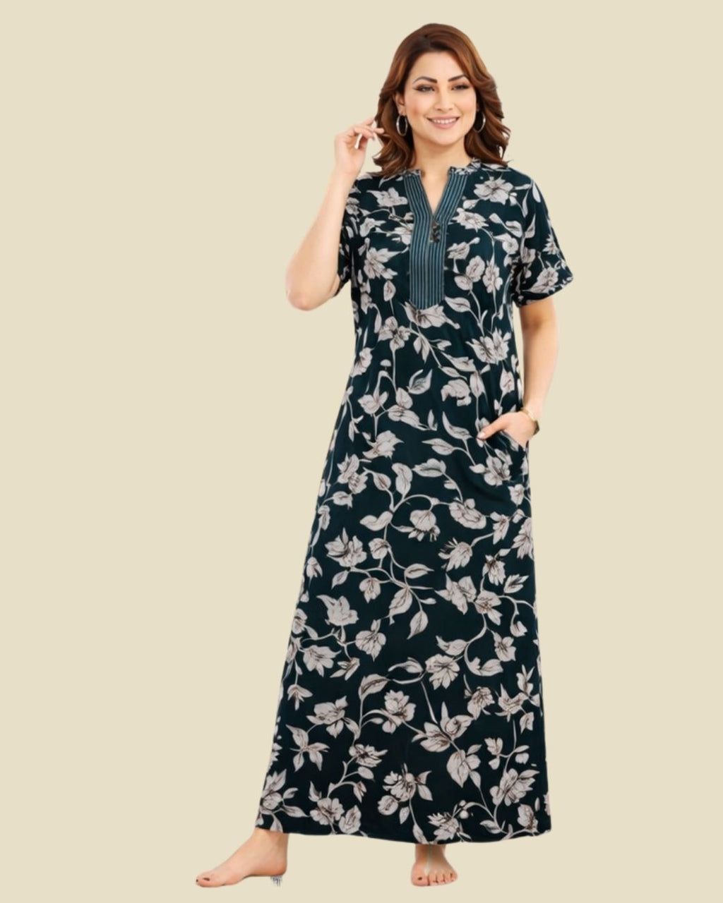 Bottle Green Floral Vine Nighty