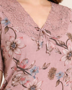 Peach net neck nighty