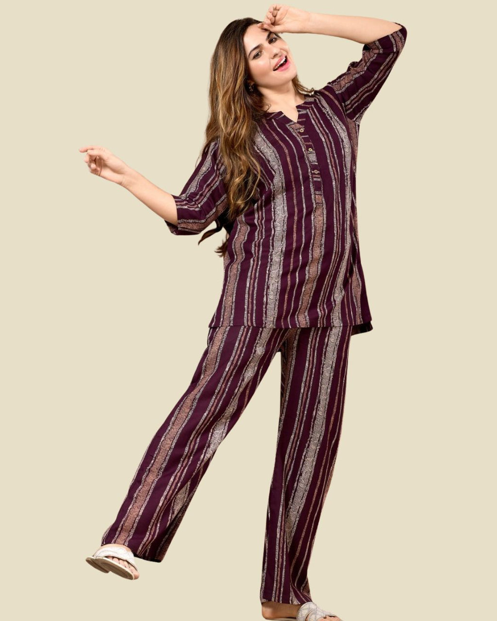 Wine Serene Stripe Co-ord