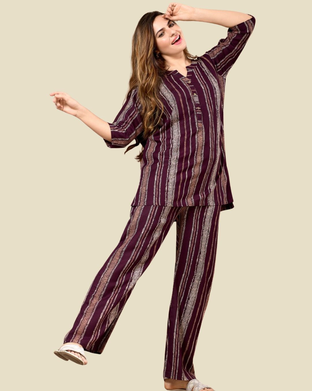 Wine Serene Stripe Co-ord