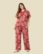 Rust Tropical Leaf Print Co-ord set