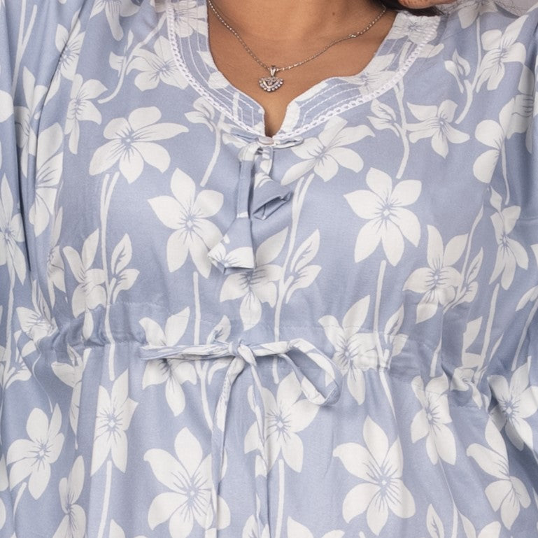 Blue Twill Rayon Kaftan – Soft Elegance