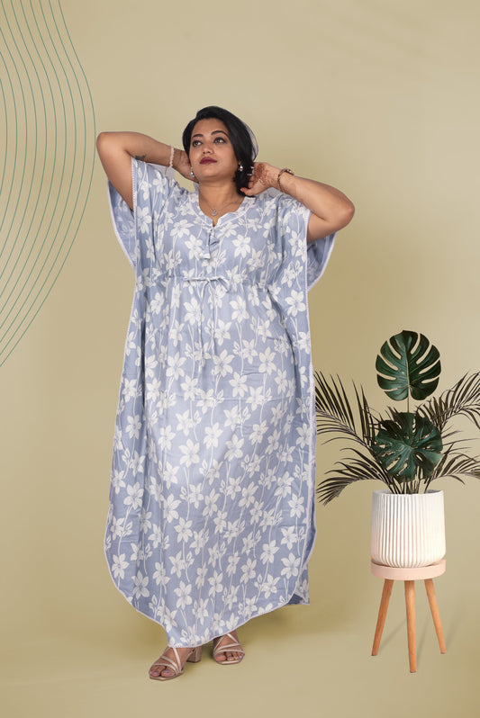Blue Twill Rayon Kaftan – Soft Elegance