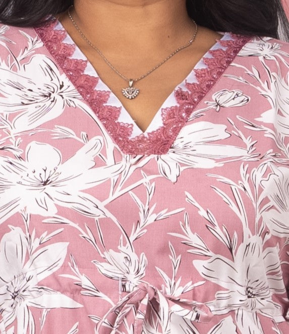 Pink Rayon Kaftan – Effortless Grace