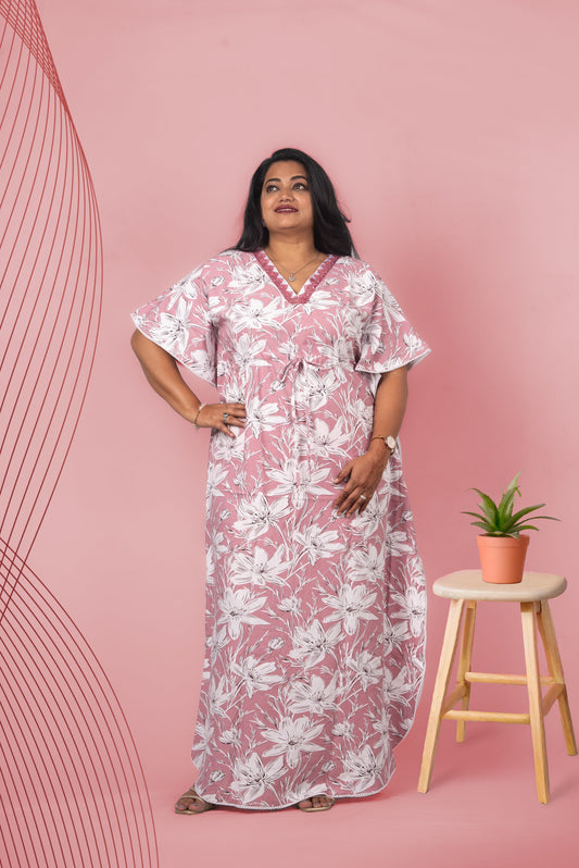 Pink Rayon Kaftan – Effortless Grace