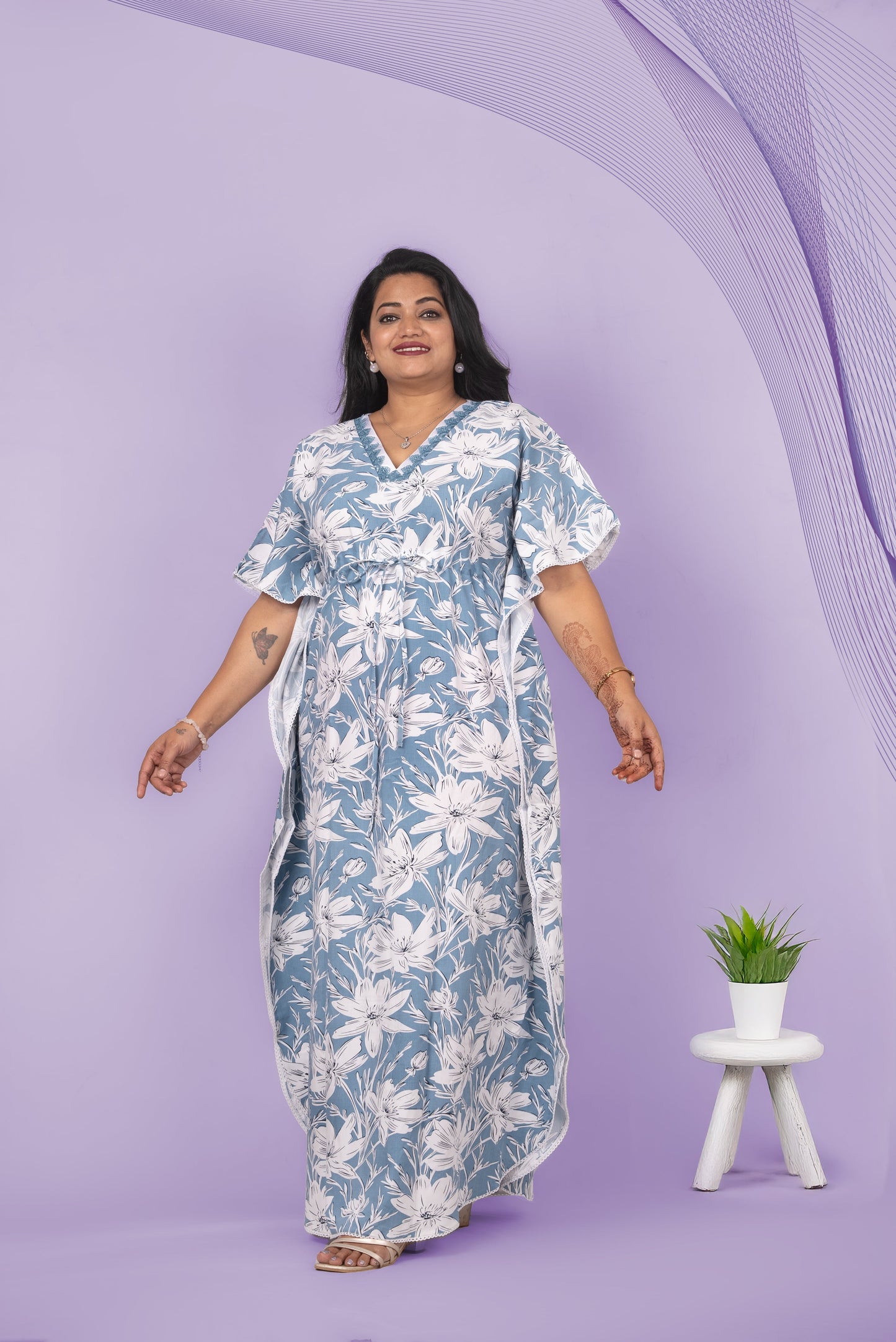 Blue Rayon Kaftan – Effortless Grace