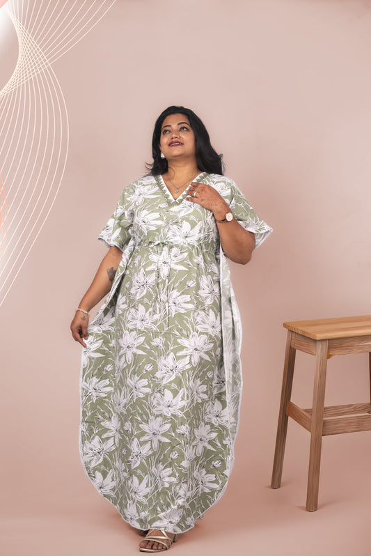 Green Rayon Kaftan – Effortless Grace