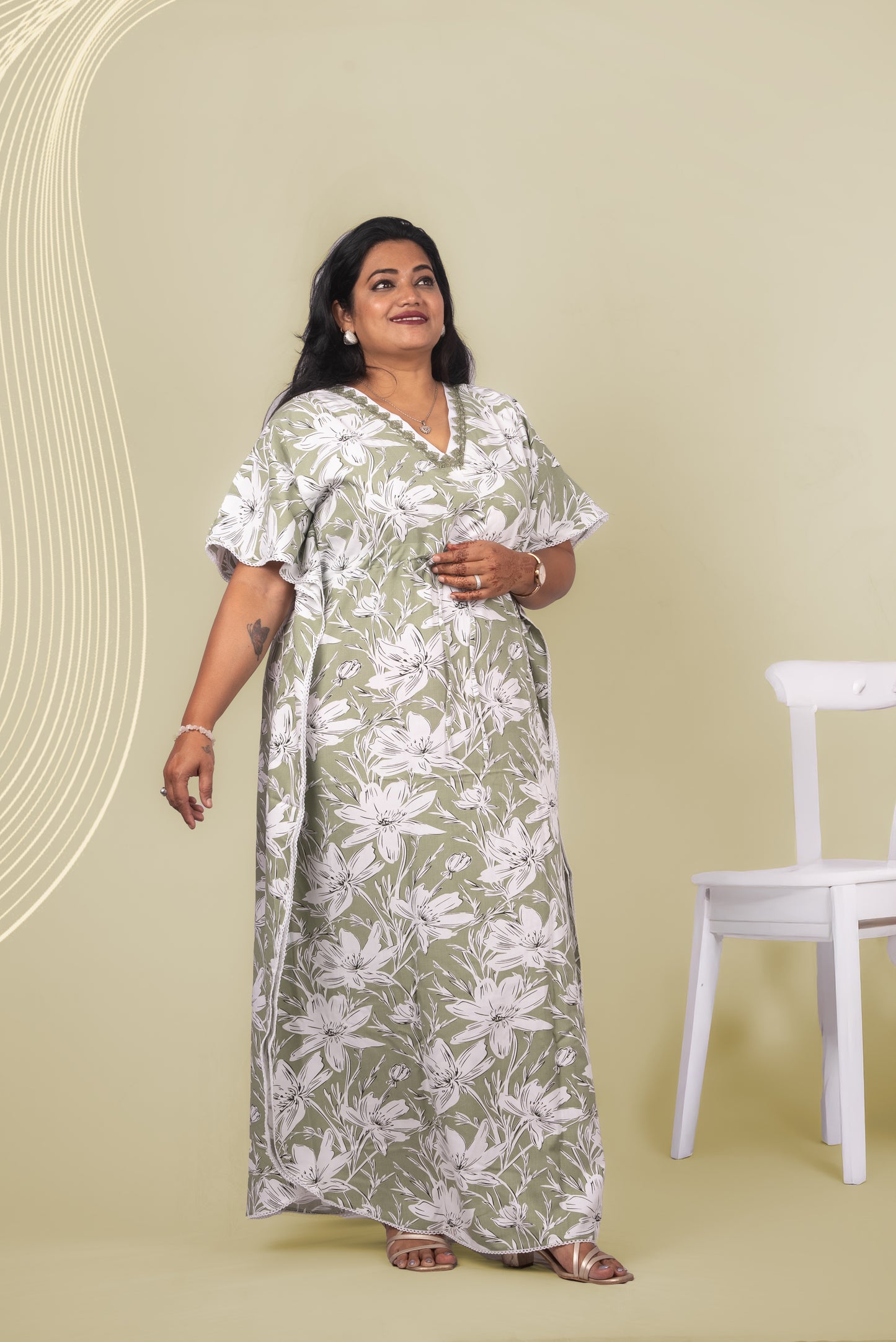 Green Rayon Kaftan – Effortless Grace