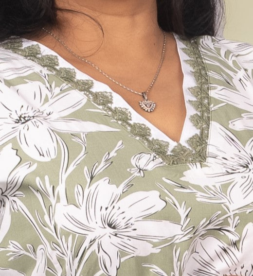 Green Rayon Kaftan – Effortless Grace