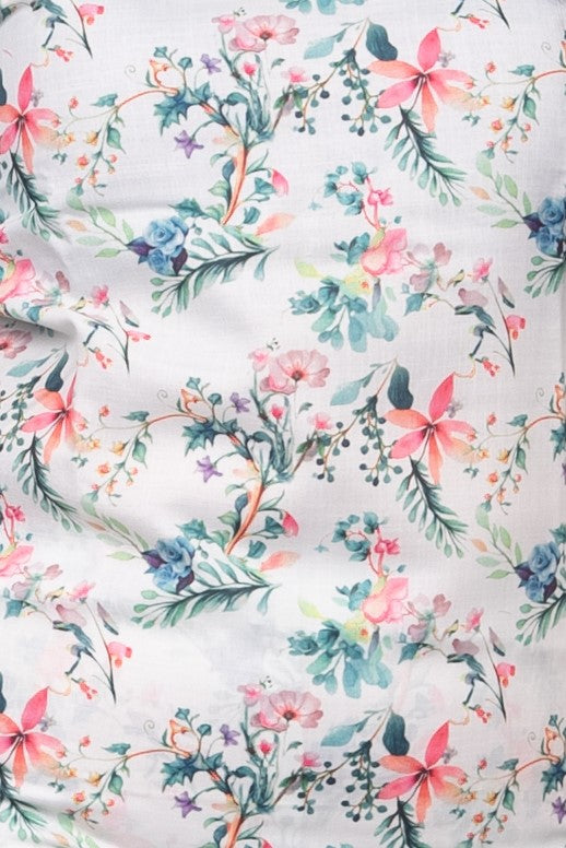 Green Floral Bliss Linen Night Suit