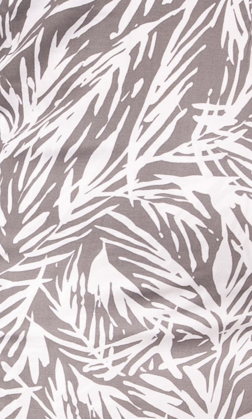 Elegant Grey Leaf Print Rayon Night Suit